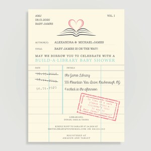 Library Card Invitation for Baby Shower Personalized | Etsy